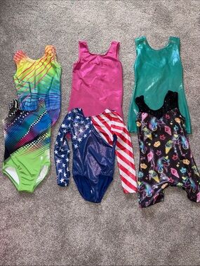 Kids One-Piece Gymnastics Leotard - Assorted Pink, Green, Teal, Multi